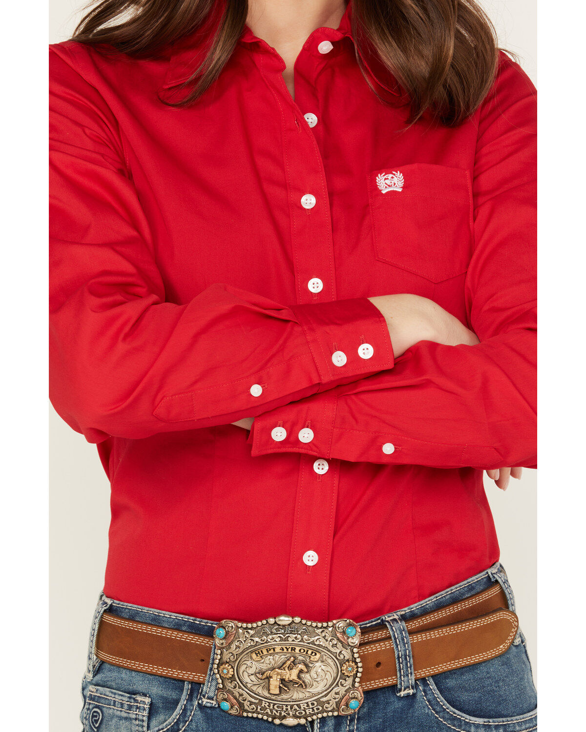 Cinch Women's Solid Red Button-Down Western Shirt