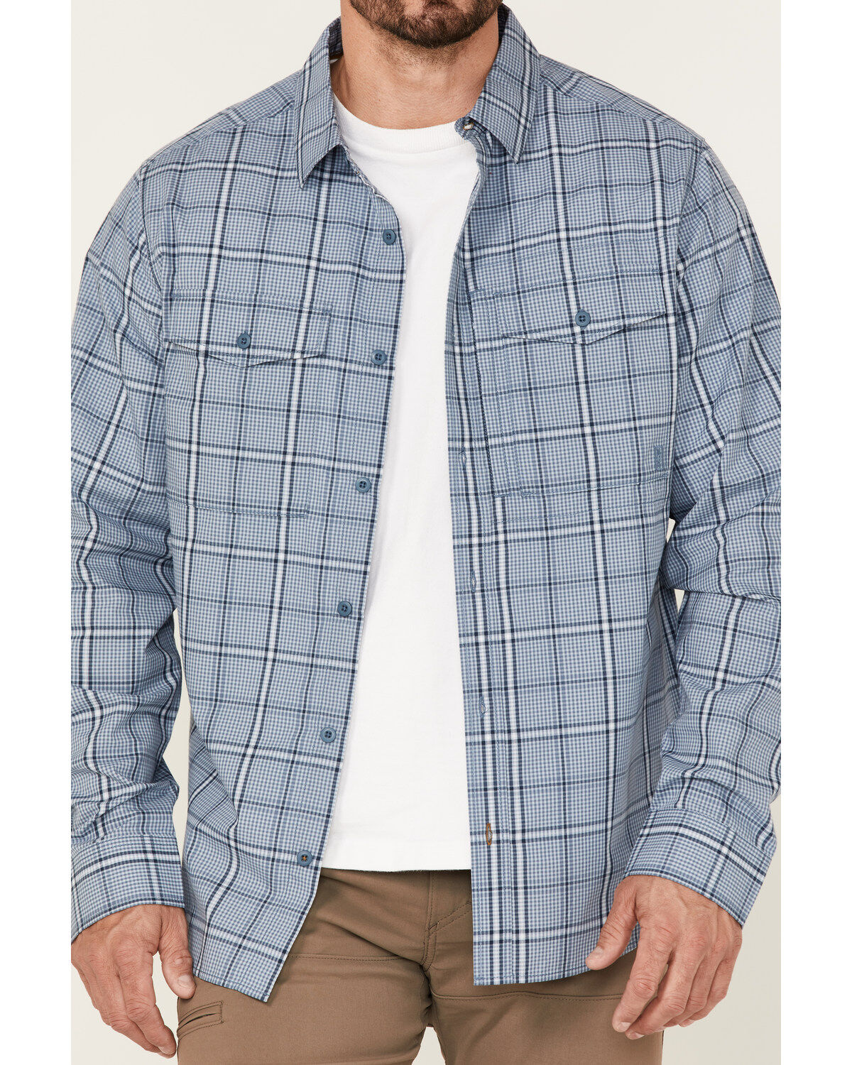 Brothers and Sons Men's Plaid Performance Long Sleeve Button-Down Western Shirt