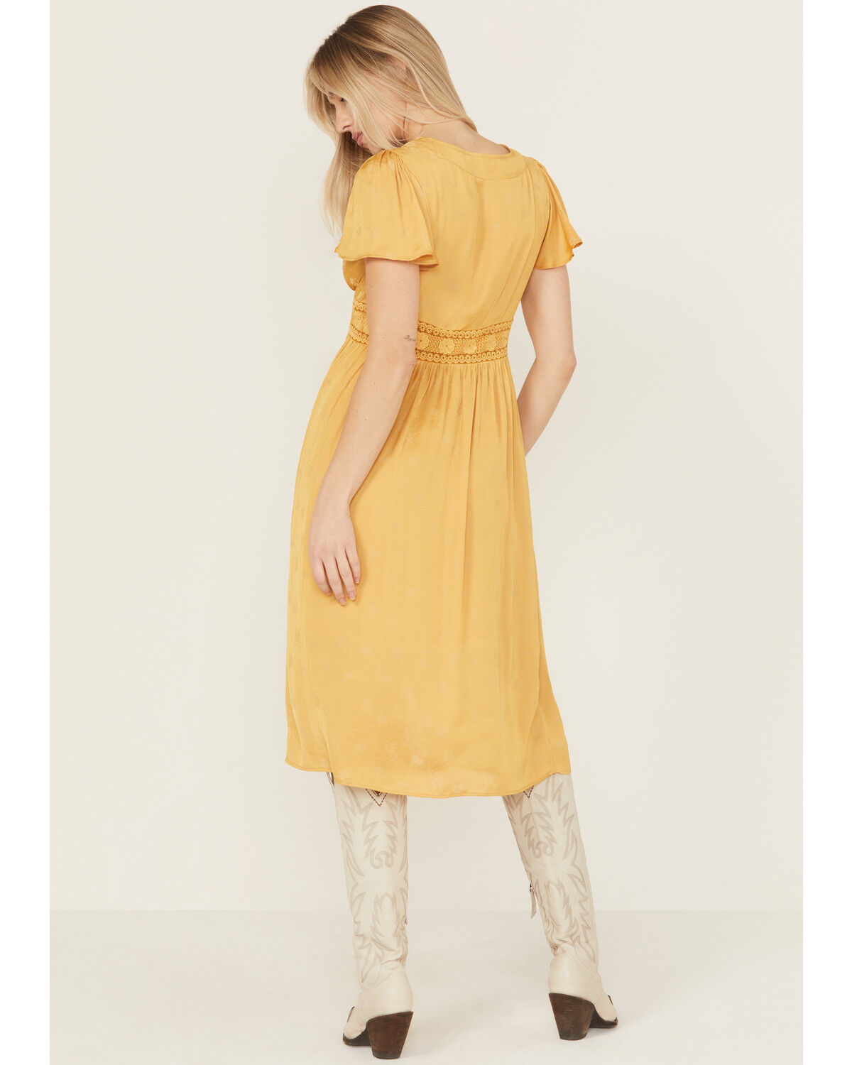 Beyond The Radar Women's Short Sleeve Floral Lace Midi Dress