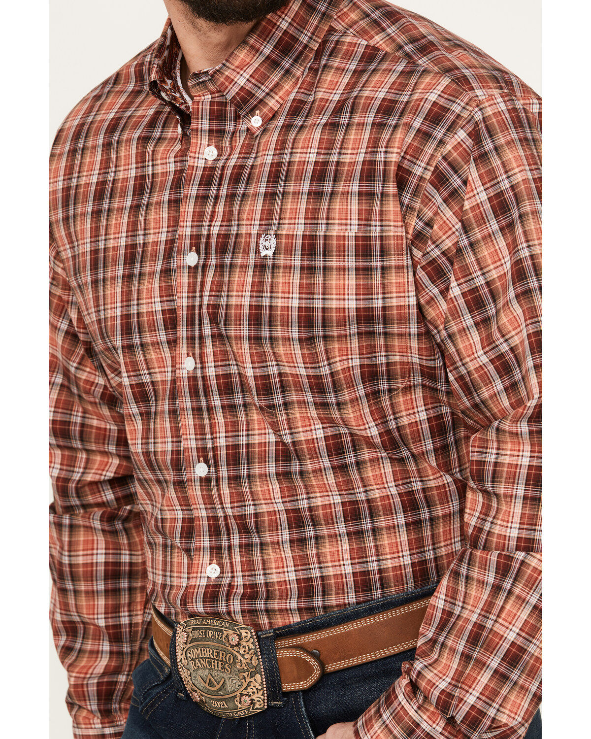 Cinch Men's Plaid Print Long Sleeve Button-Down Western Shirt