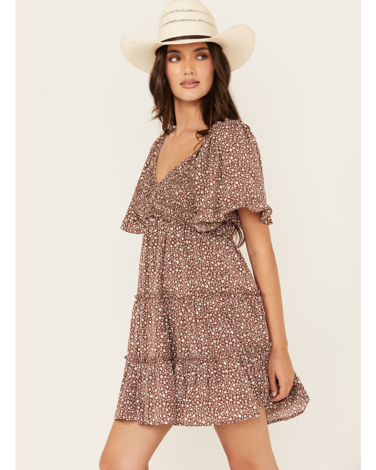 Yura Women's Floral Print Short Sleeve Mini Dress