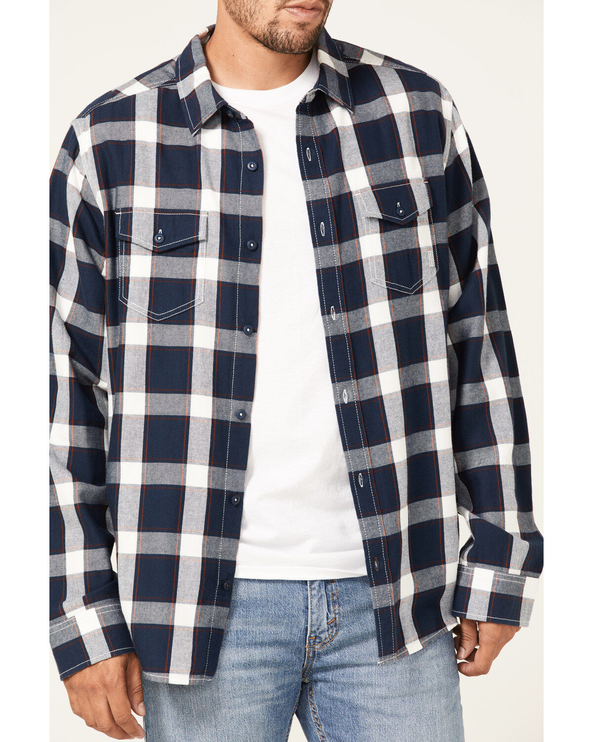 Brothers and Sons Men's Large Plaid Print Long Sleeve Button Down Western Shirt