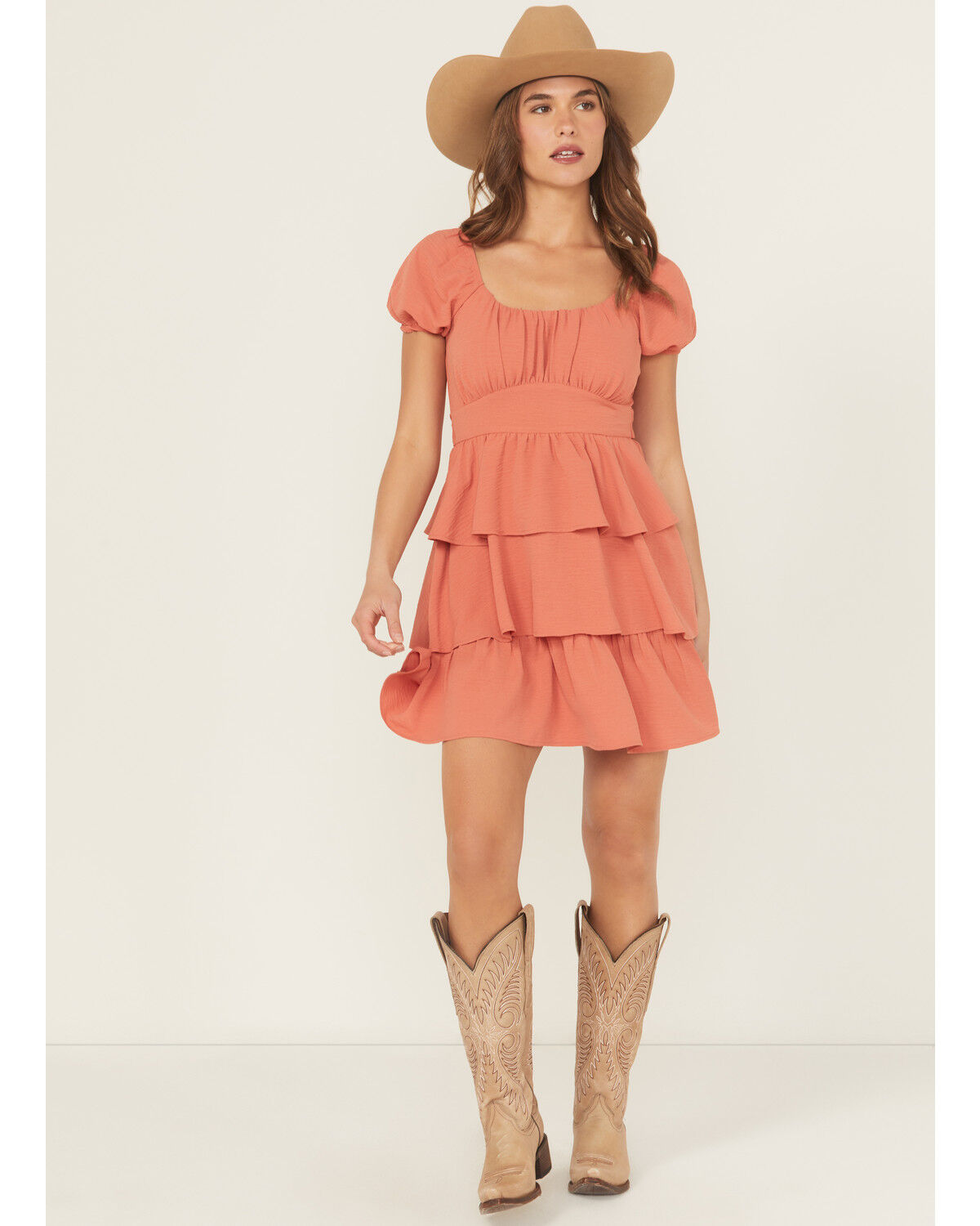 Originality Women's Solid Puff Sleeve Mini Dress