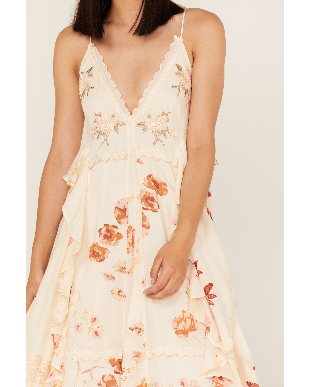 Free People Women's Audrey Embroidered Floral Sleeveless Midi Dress