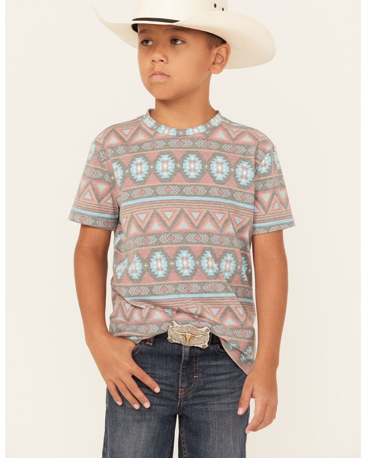 Rock & Roll Denim Boys' Southwestern Print Short Sleeve T-Shirt