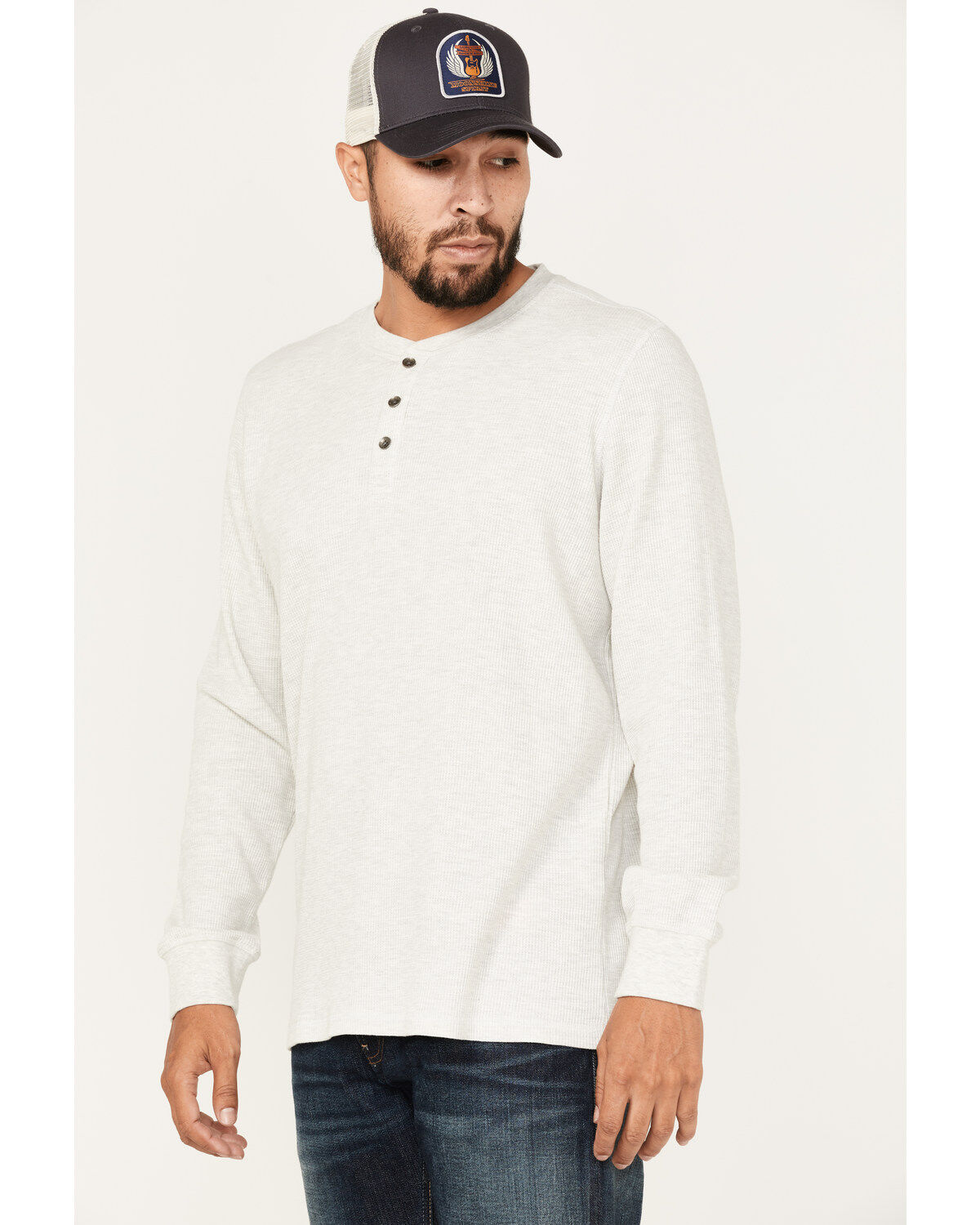 North River Men's Heathered Waffle Long Sleeve Henley