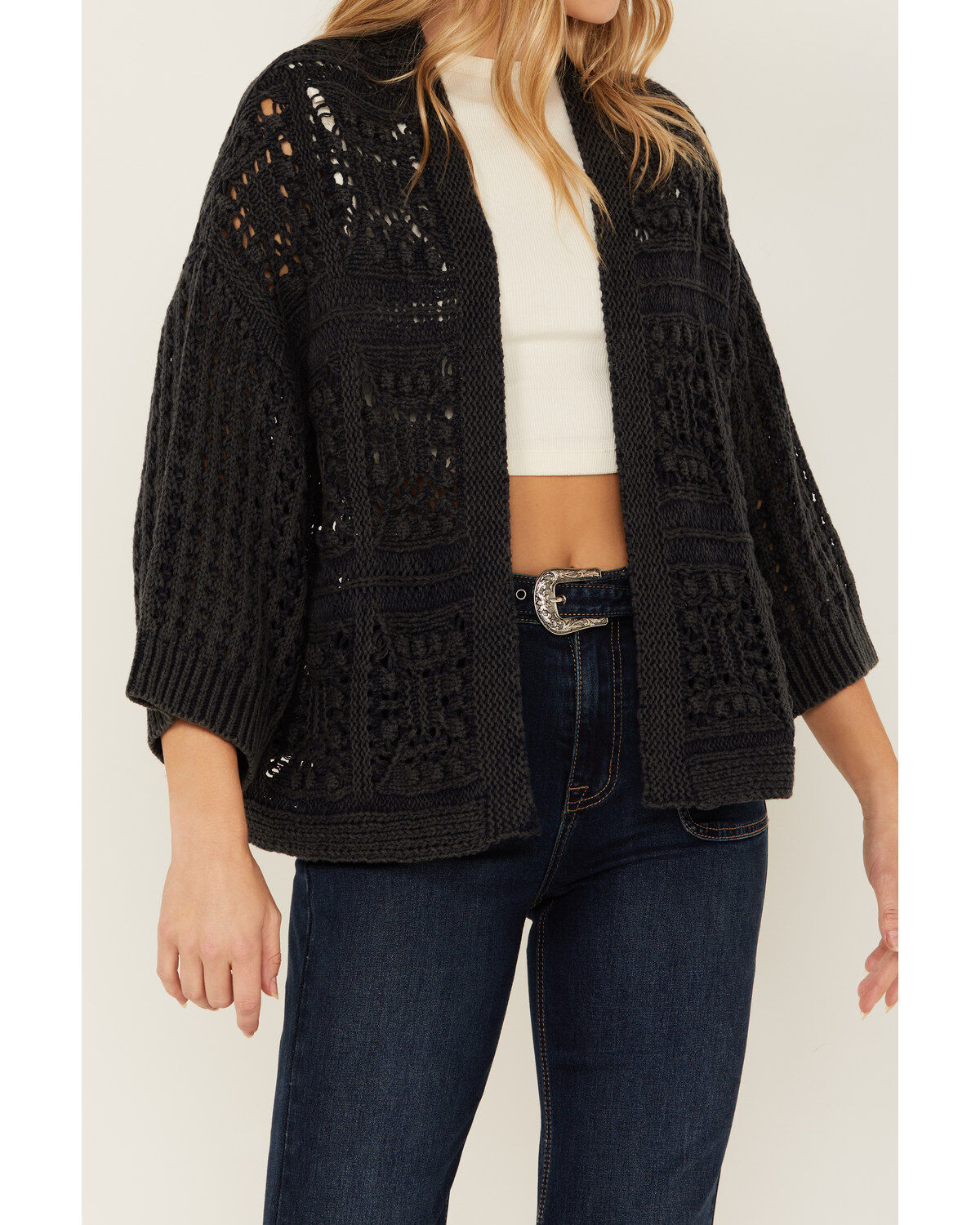 Cotton & Rye Women's Distressed Open Cardigan