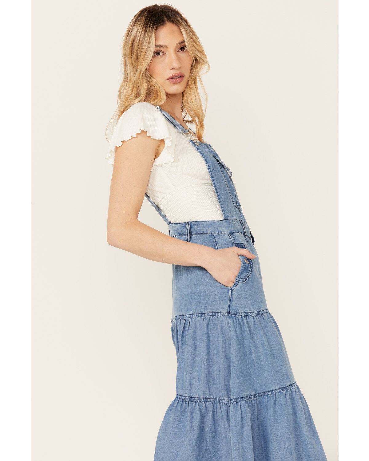 Vibrant Denim Women's Medium Wash Overall Denim Dress