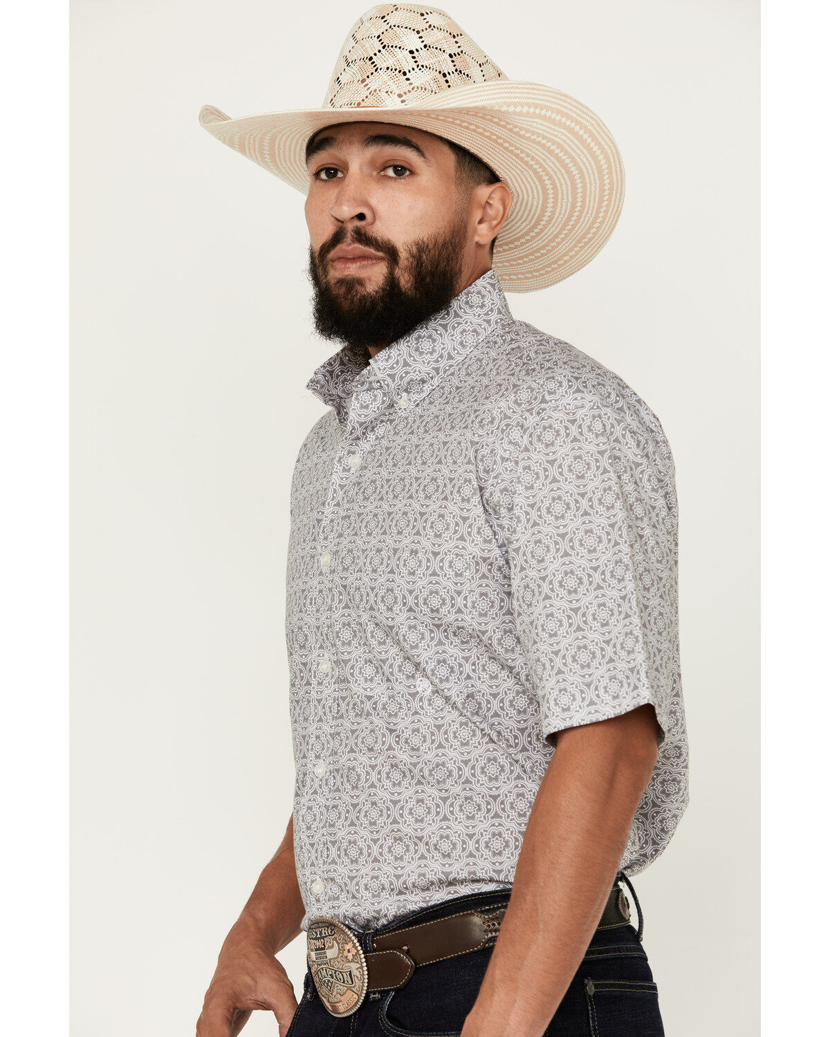 Roper Men's Amarillo Medallion Print Short Sleeve Button-Down Western Shirt