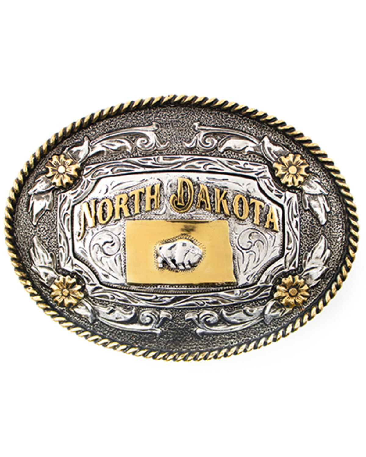 Cody James Men's Oval Two-tone North Dakota Belt Buckle