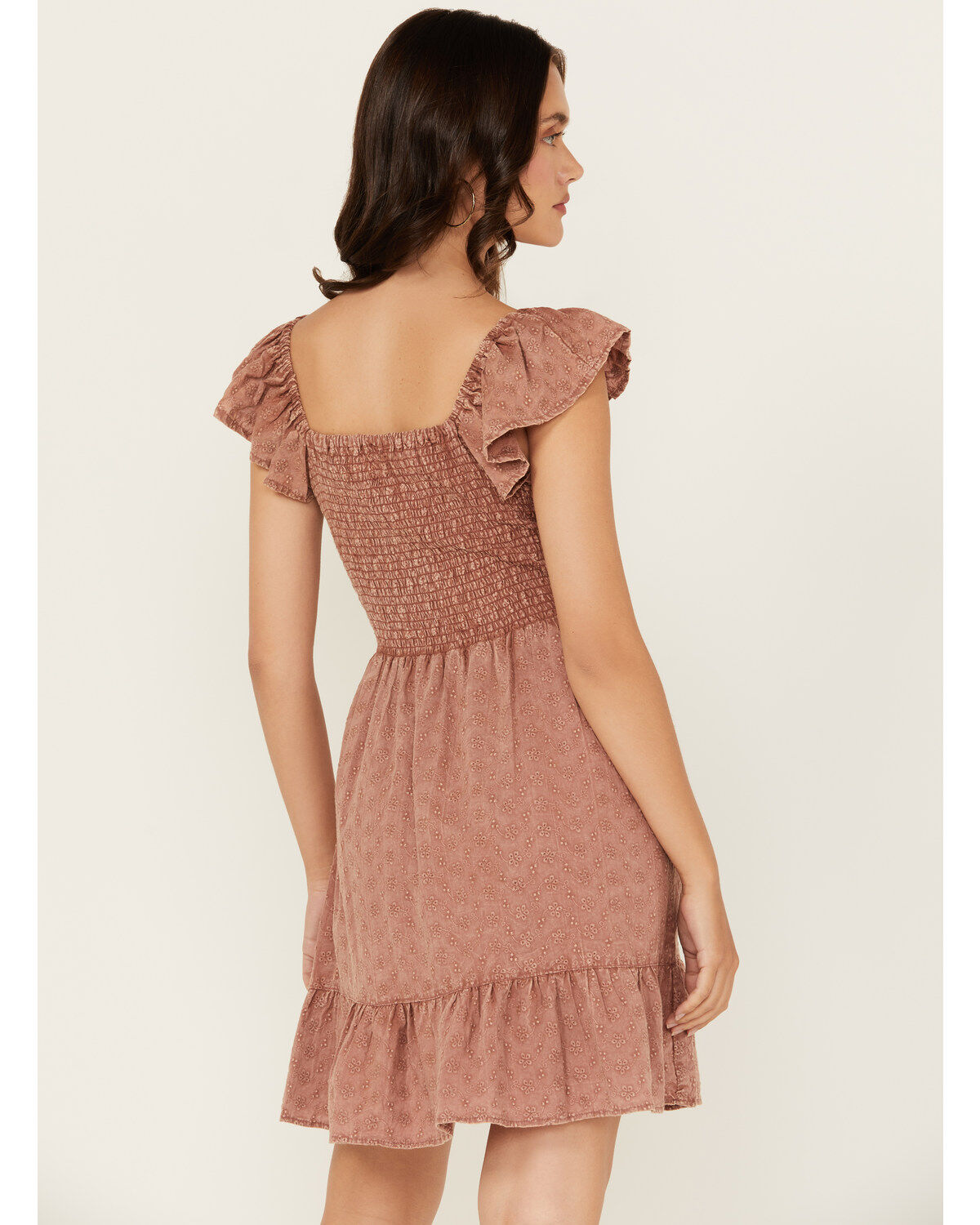 Angie Women's Eyelet Knot Front Mini Dress