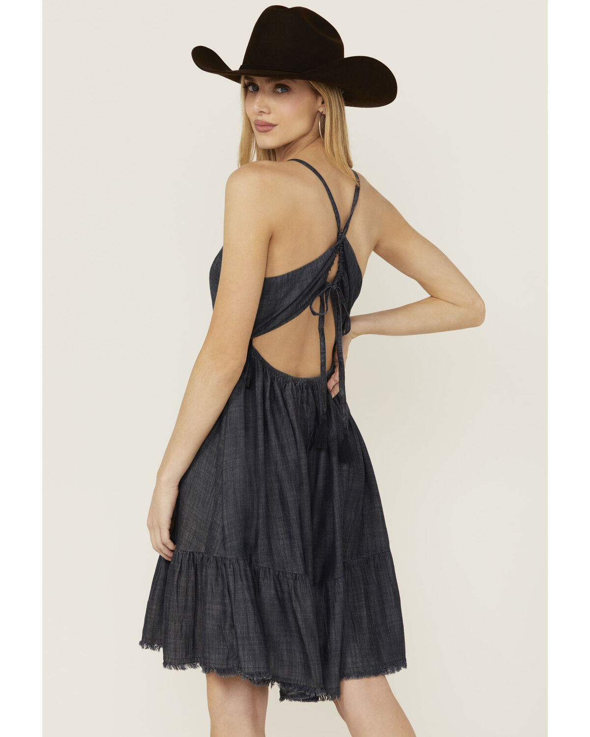 Ariat Women's Calico Chambray Tie Back Mini Dress