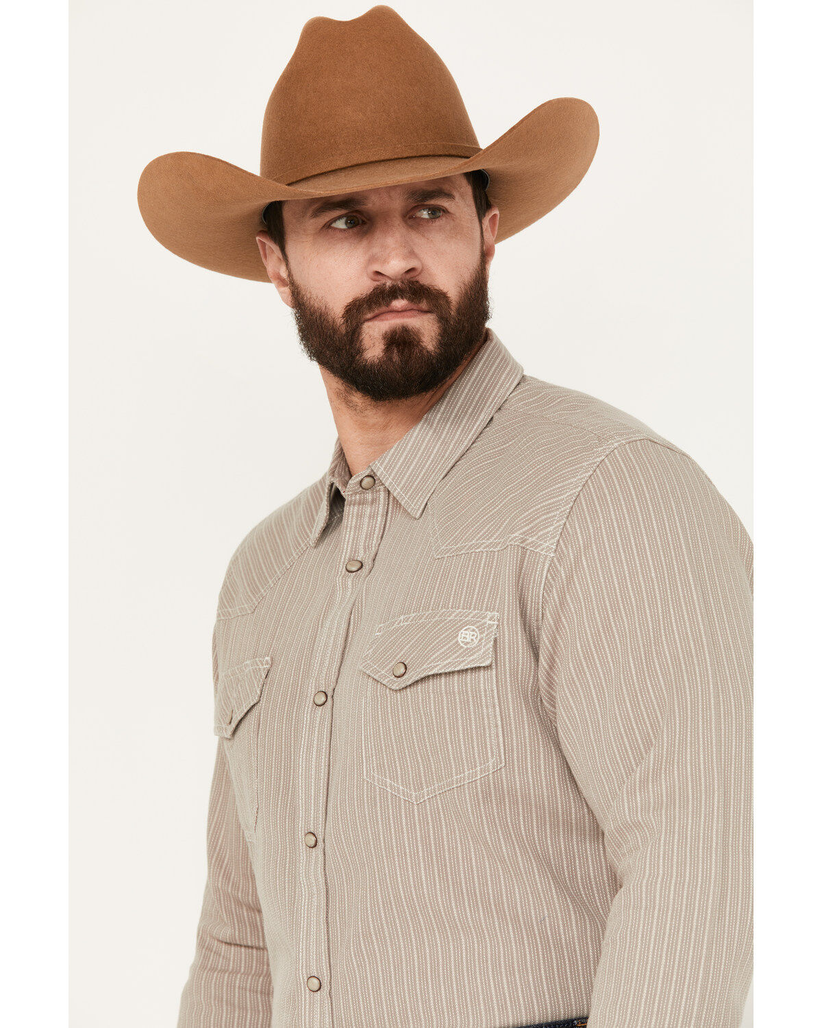 Blue Ranchwear Men's Laramie Striped Long Sleeve Western Snap Shirt