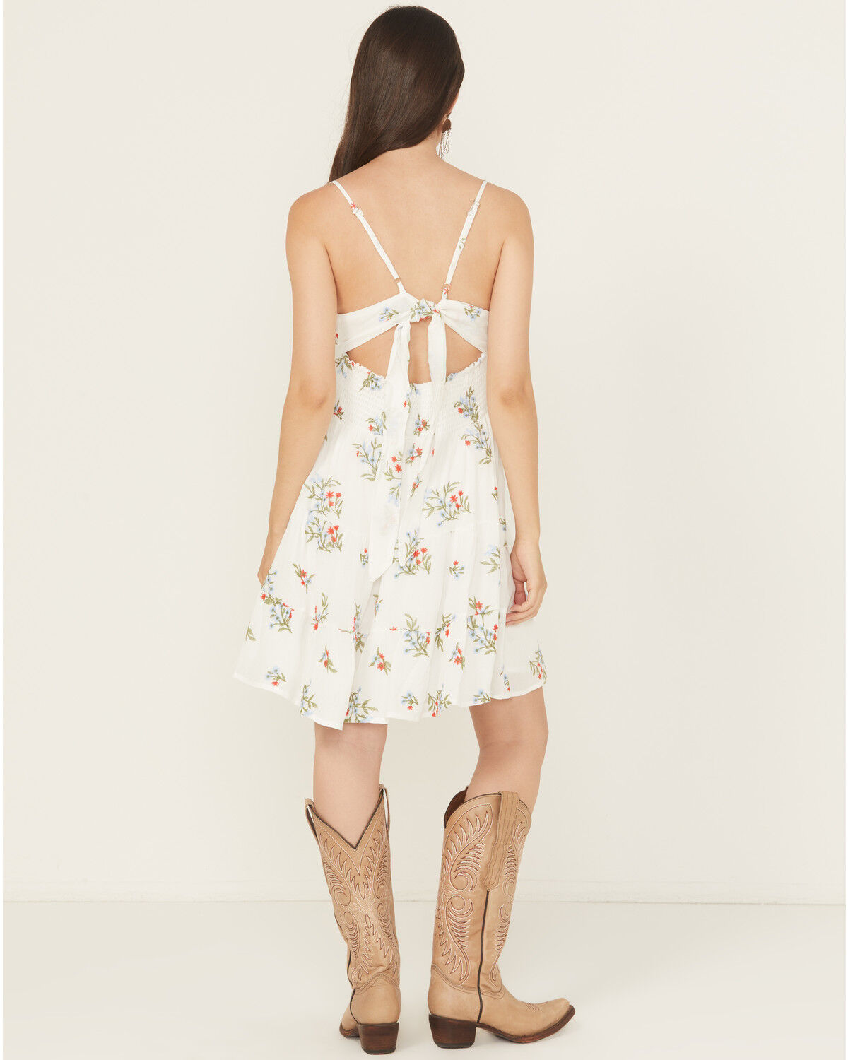 Wild Moss Women's Floral Embroidered Sleeveless Mini Dress