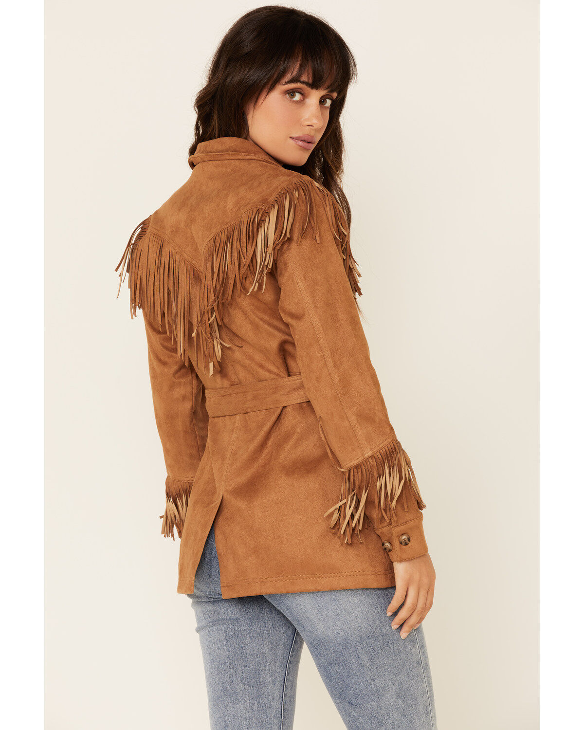 MINKPINK Women's Tan We Are Free Fringe Jacket