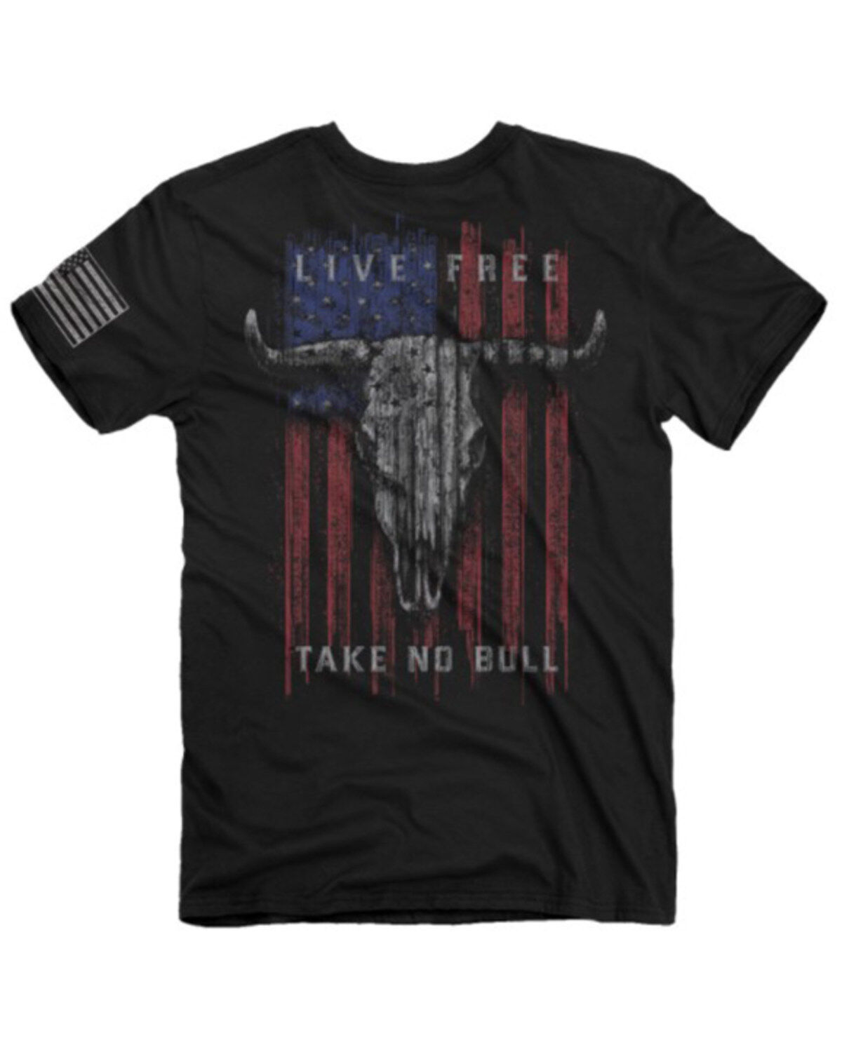 Buck Wear Men's Black Live Free Skull Graphic Short Sleeve T-Shirt