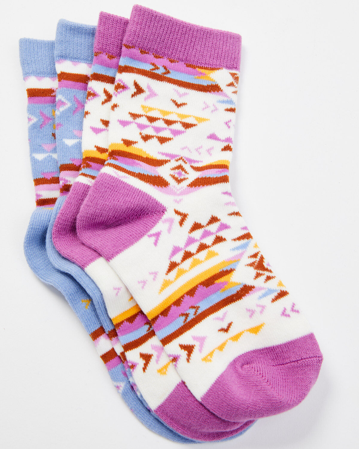 Shyanne Girls' Meadow Mauve Southwestern Print Crew Socks - 2 Pack