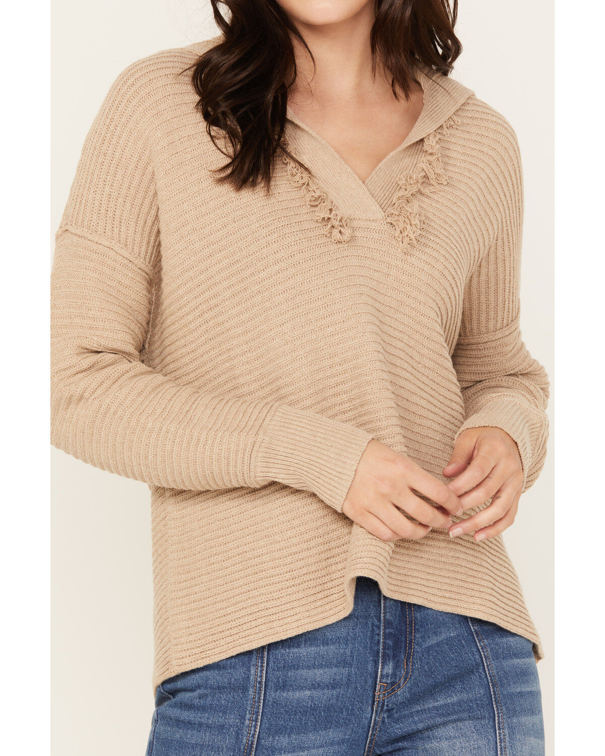 Cleo + Wolf Women's Drop Shoulder Ribbed Sweater