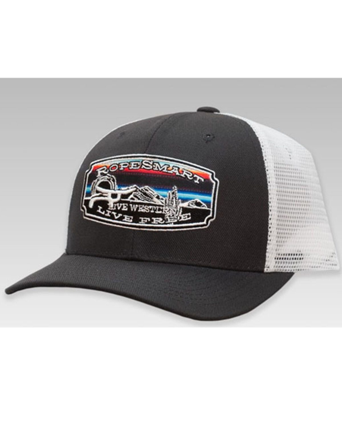 Ropesmart Men's Gray Serape Live Free Embroidered Patch Mesh-Back Ball Cap