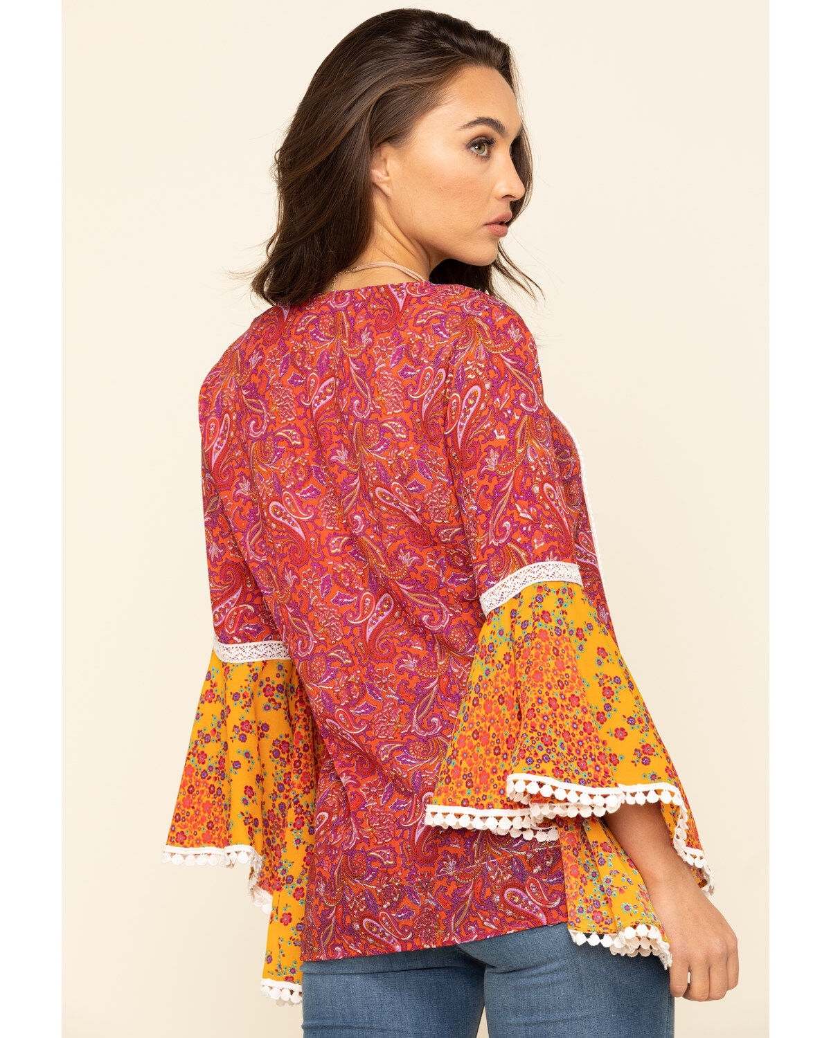 Red Label by Panhandle Women's Print Bell Sleeve Top