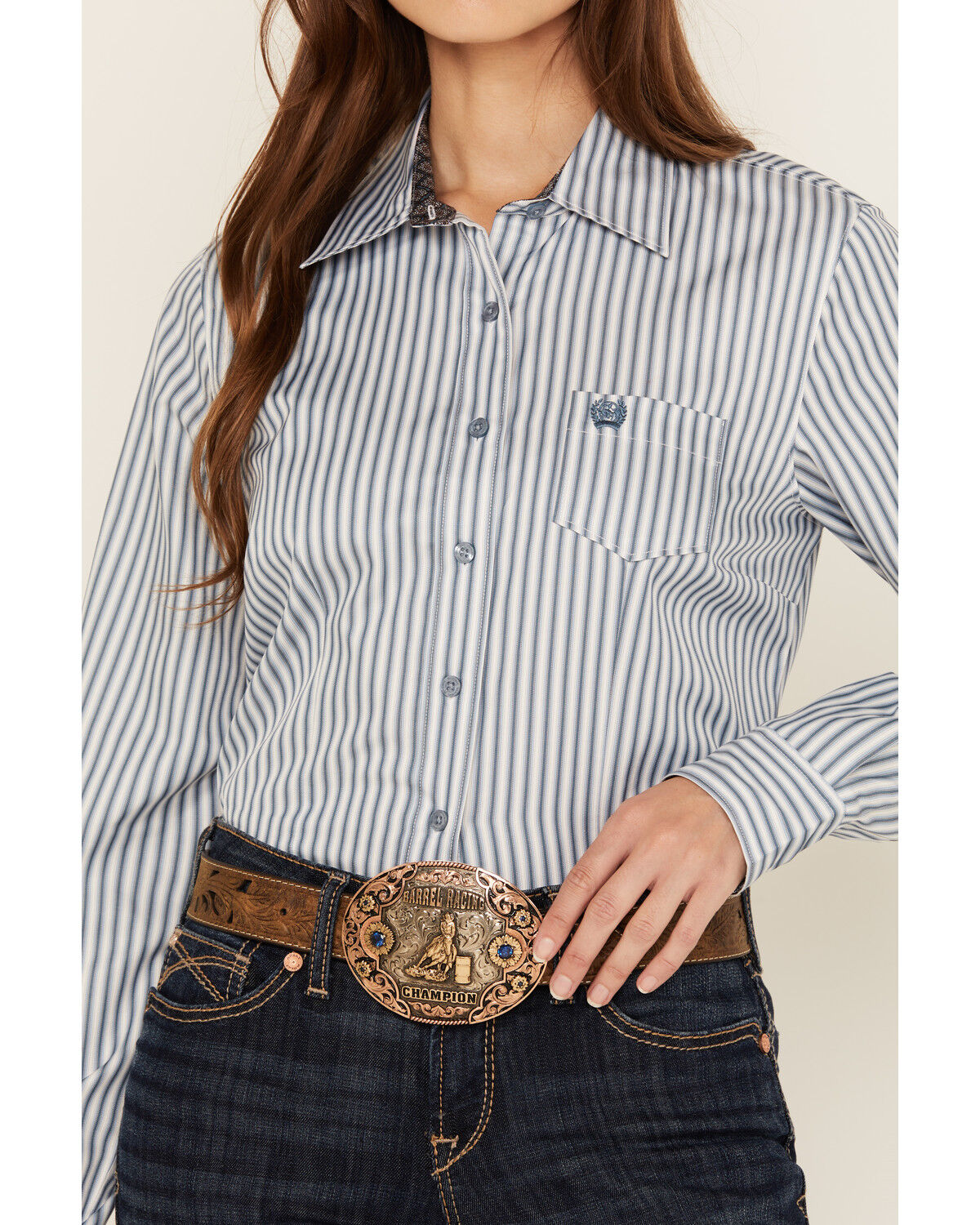 Cinch Women's Striped Long Sleeve Button-Down Western Shirt