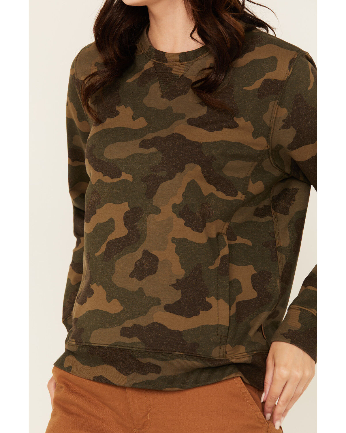 Lucky Brand Workwear Women's Camo Print French Terry Crew Neck Sweatshirt