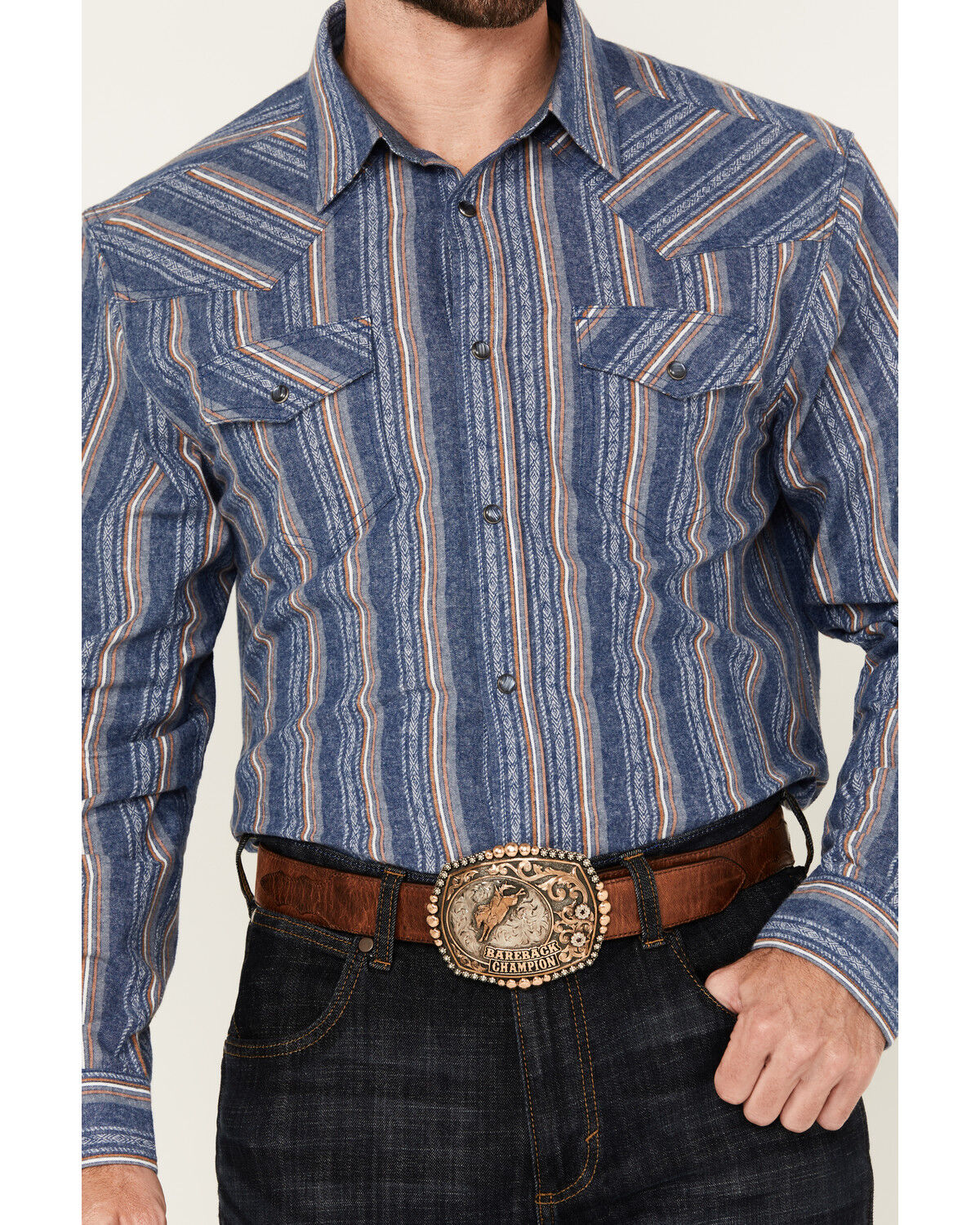 Cody James Men's Alpine Southwestern Striped Long Sleeve Pearl Snap Western Shirt - Tall