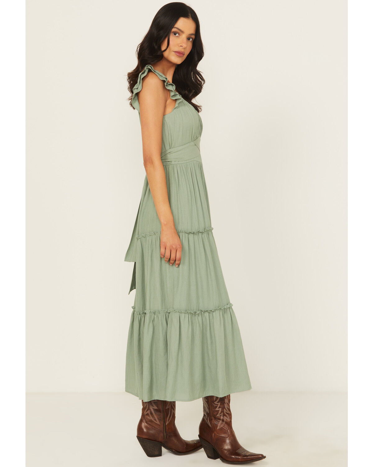 Ash & Violet Women's Flutter Sleeve Midi Dress