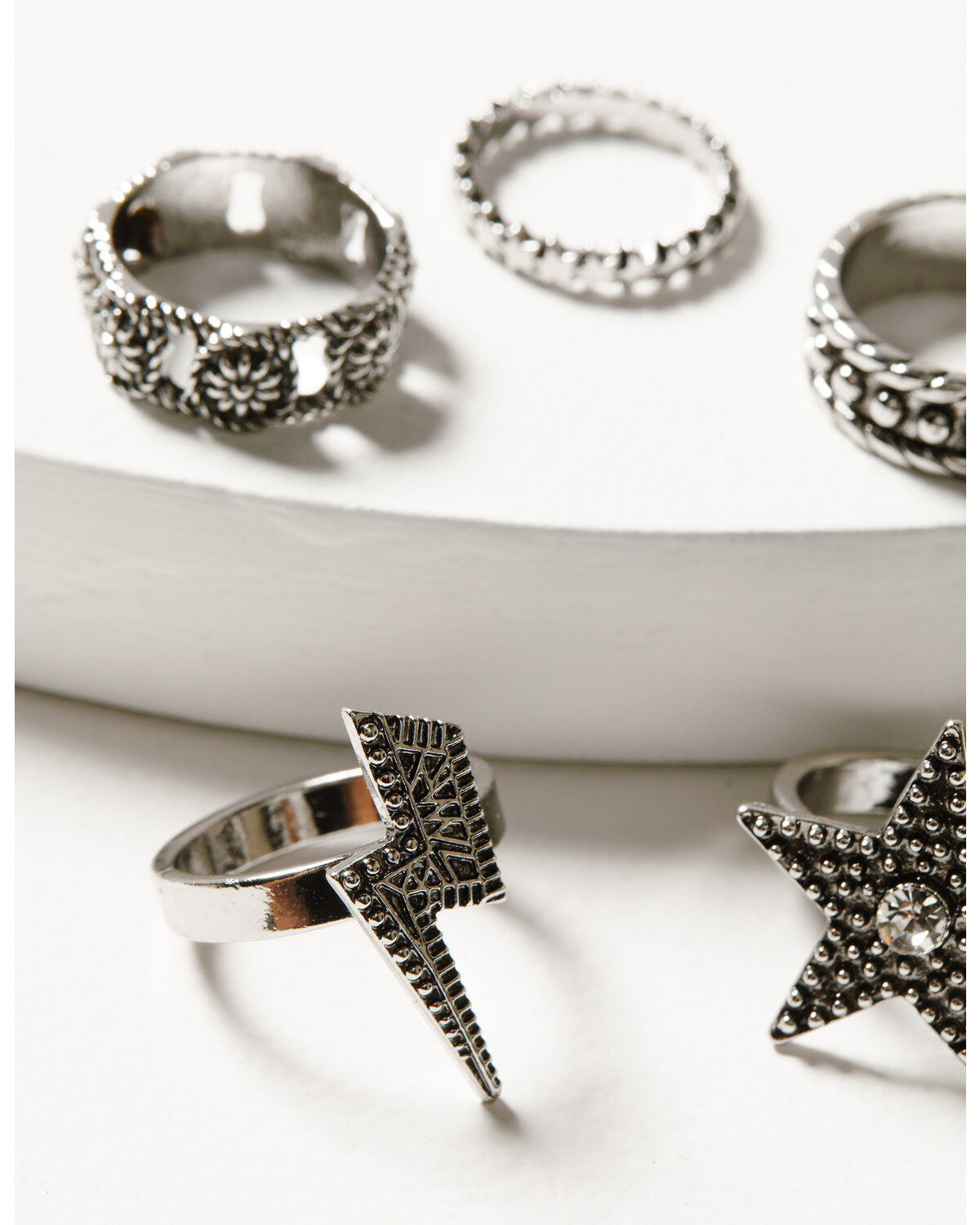 Idyllwind Women's Lauderdale 5-piece Silver Ring Set