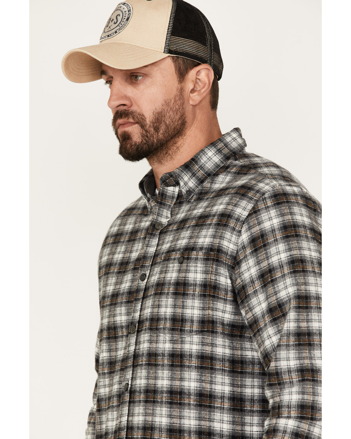 North River Men's Small Plaid Print Long Sleeve Button-Down Flannel Shirt