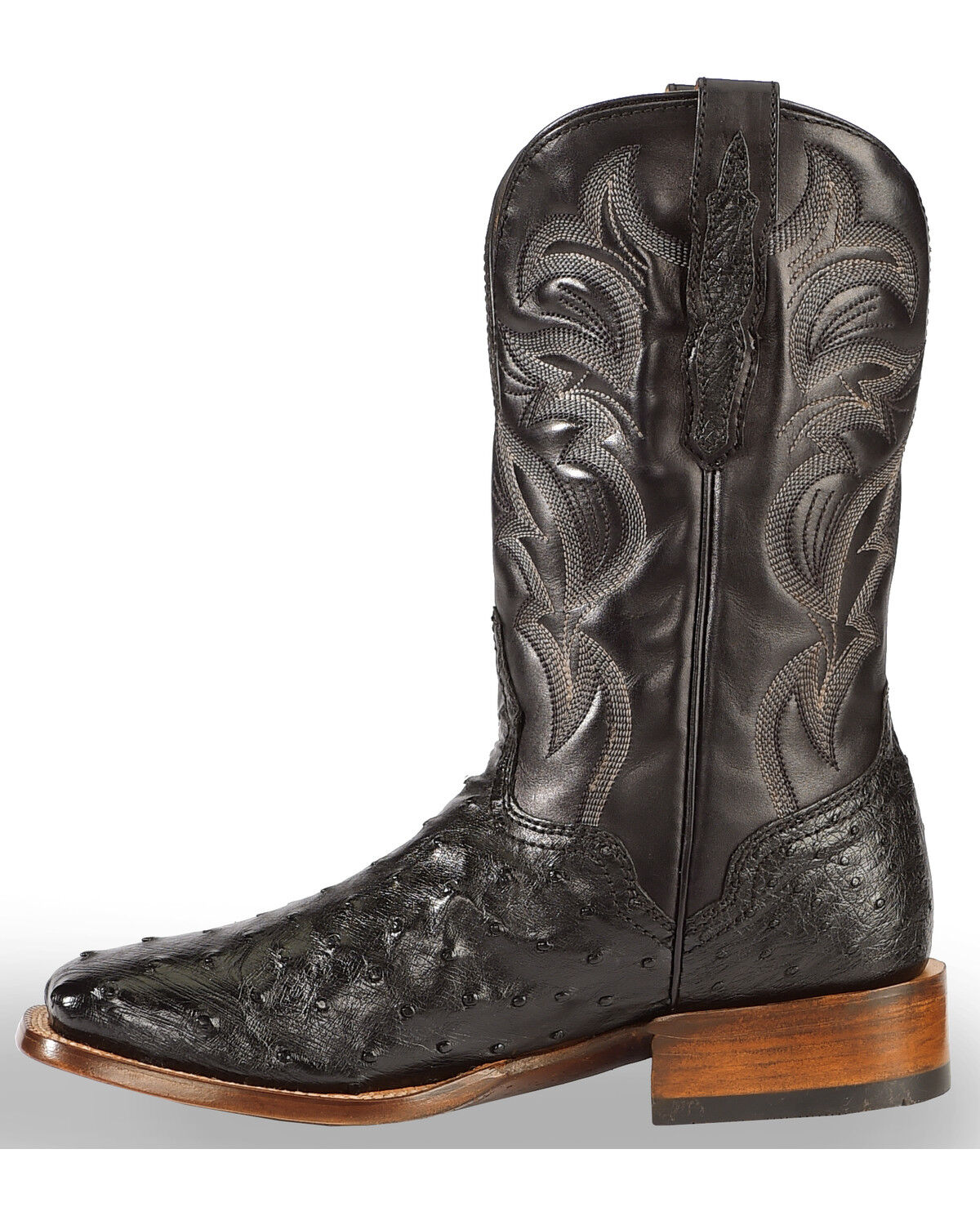 El Dorado Men's Handmade Full Quill Ostrich Stockman Boots - Broad Square Toe