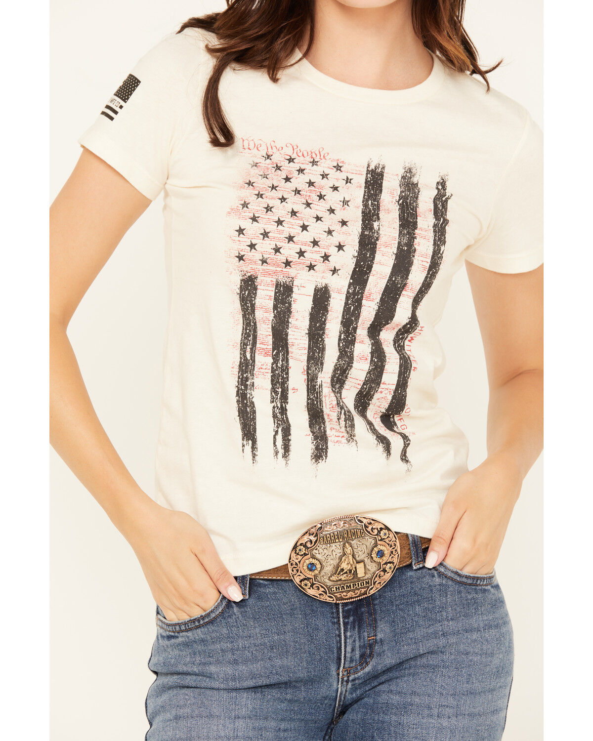 Howitzer Women's We The People Flag Short Sleeve Graphic Tee