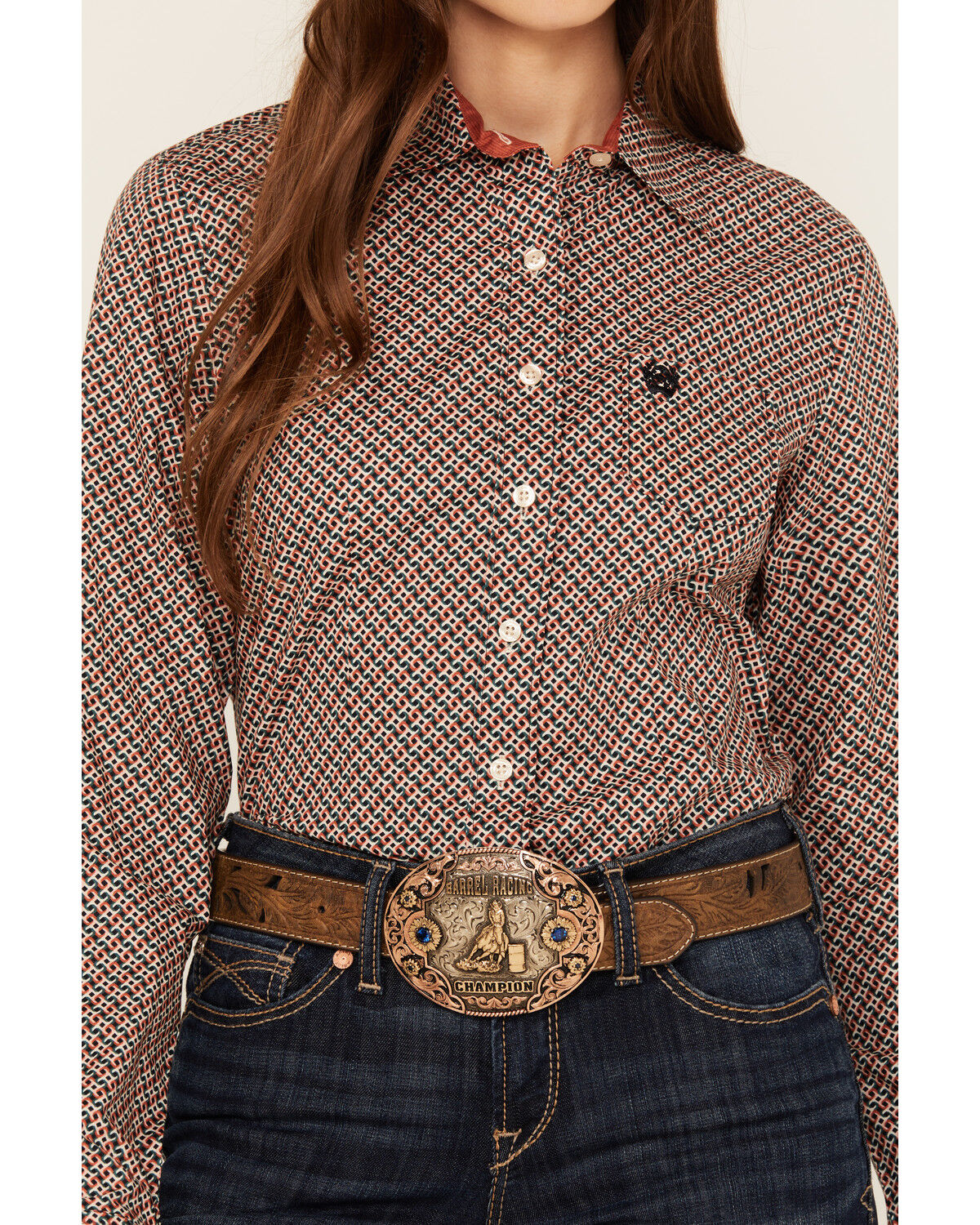 Cinch Women's Geo Print Long Sleeve Button-Down Western Shirt