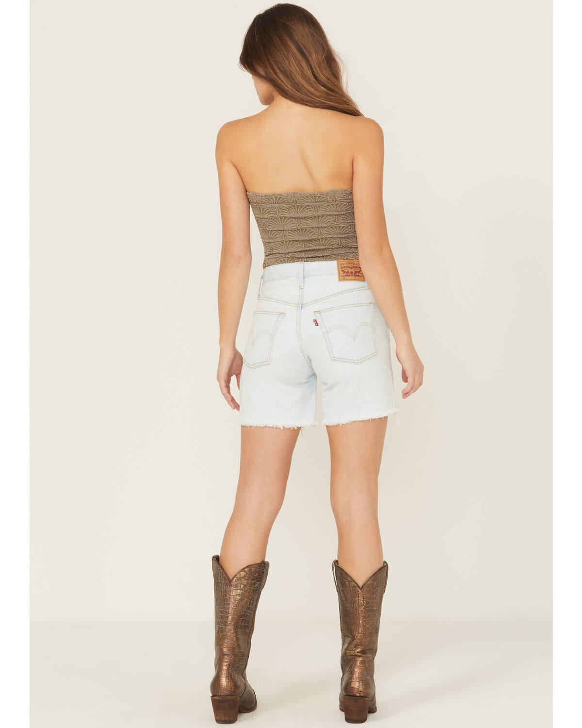 Levi's Women's 501® Fade Off Light Wash High Rise Mid Thigh Denim Shorts