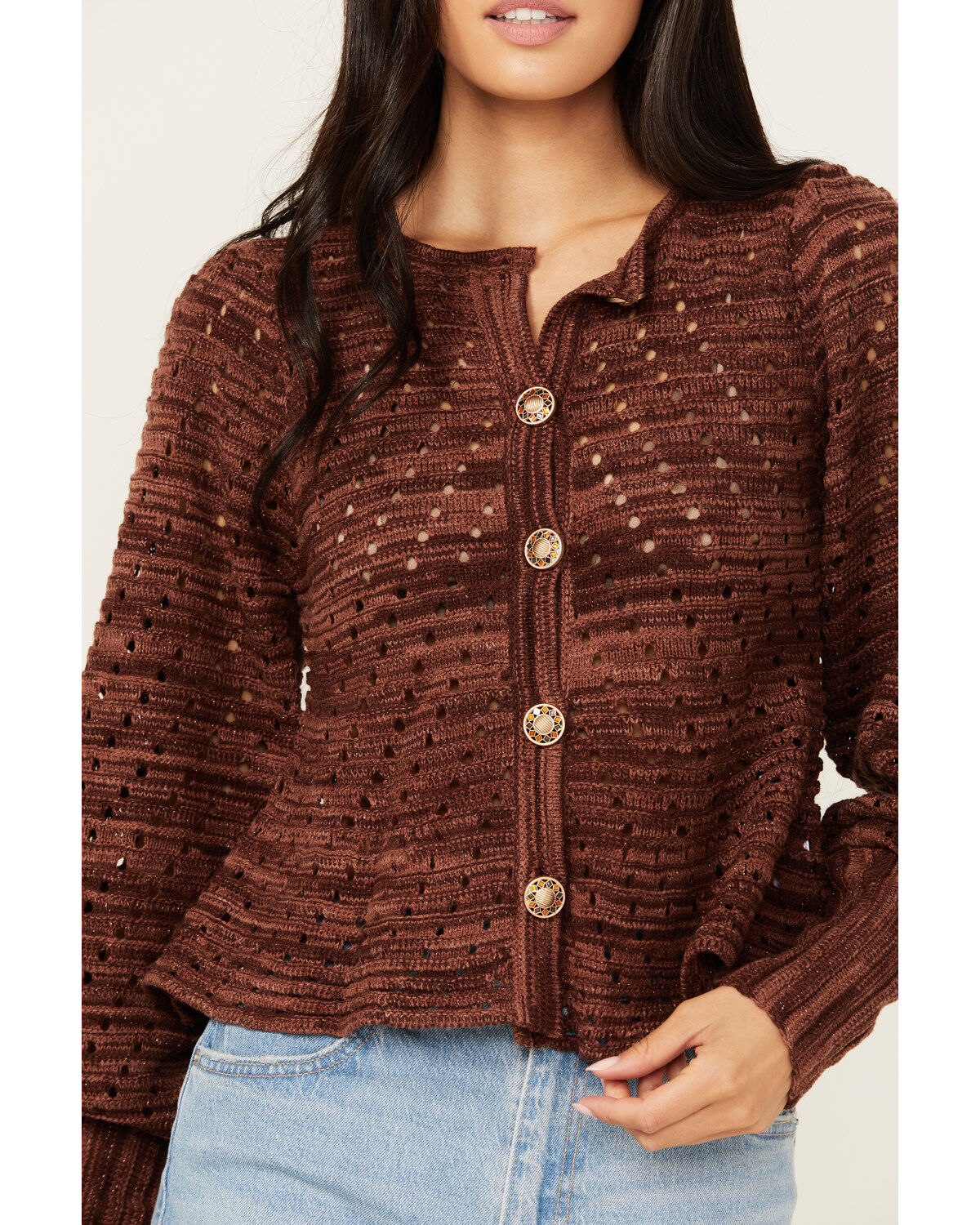 Miss Me Women's Open Weave Cardigan