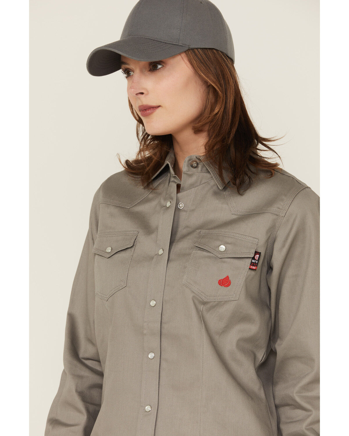 Forge Workwear Women's FR Solid Long Sleeve Snap Stretch Work Shirt