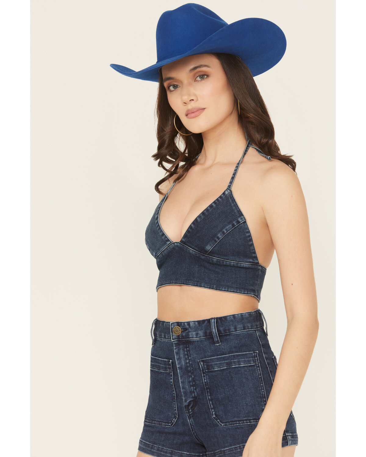 Show Me Your Mumu Women's Dark Wash Palm Springs Sleeveless Denim Shirt