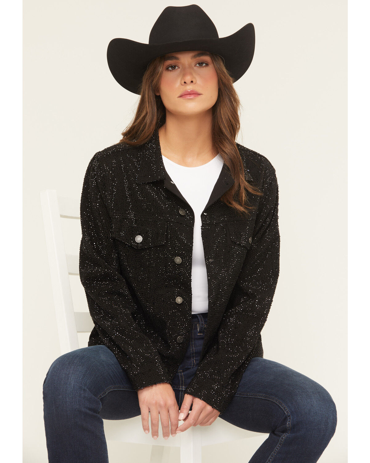 DanielXDiamond Women's Cash Embellished Denim Jacket