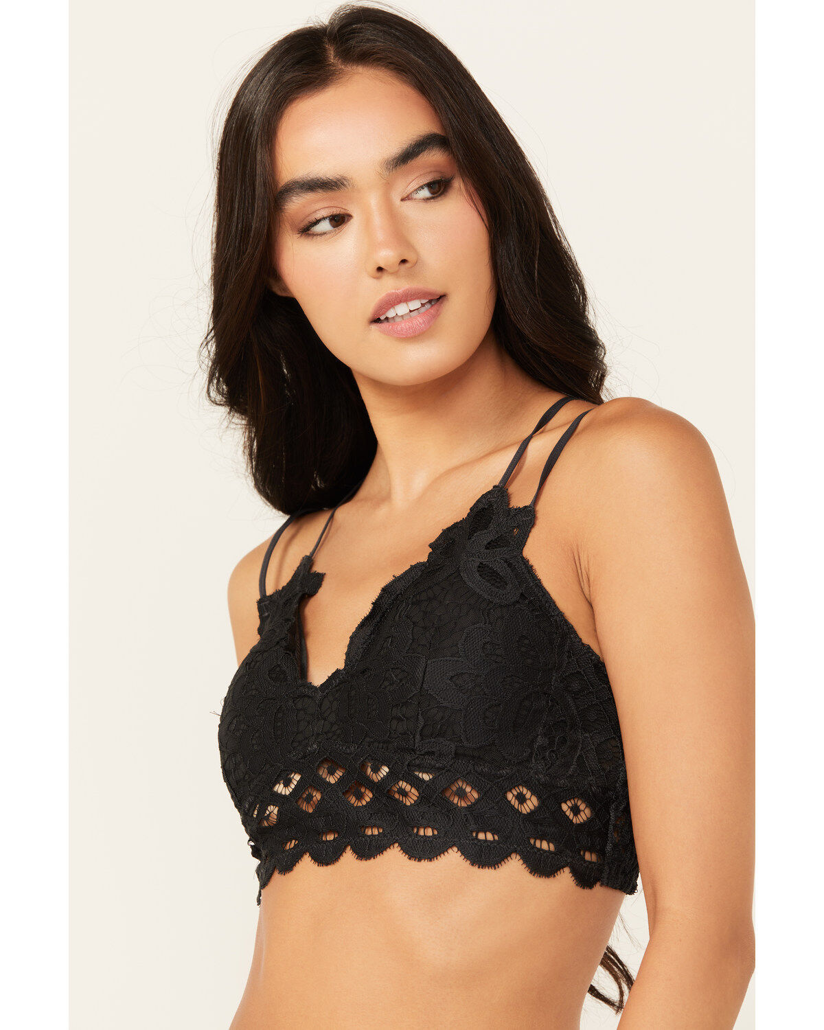 Wishlist Women's Strappy Lace Applique Scallop Lace Bralette