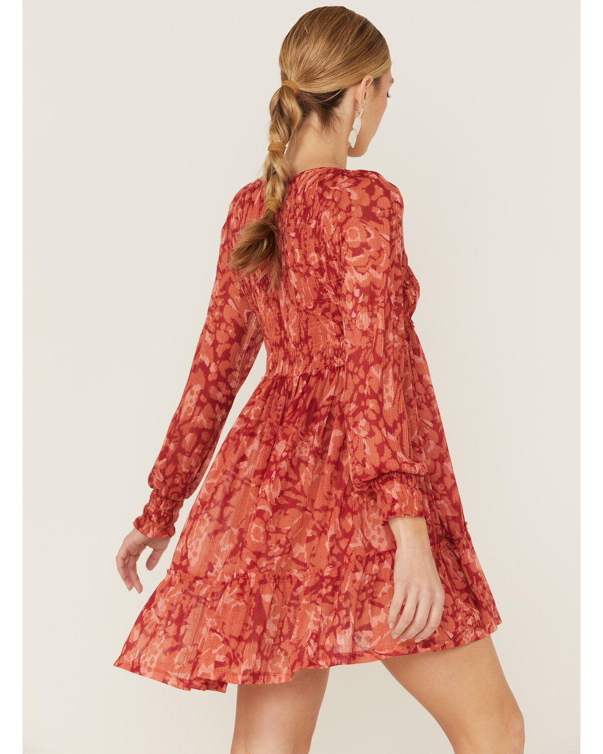 Beyond The Radar Women's Red Long Sleeve Knit Mini Dress