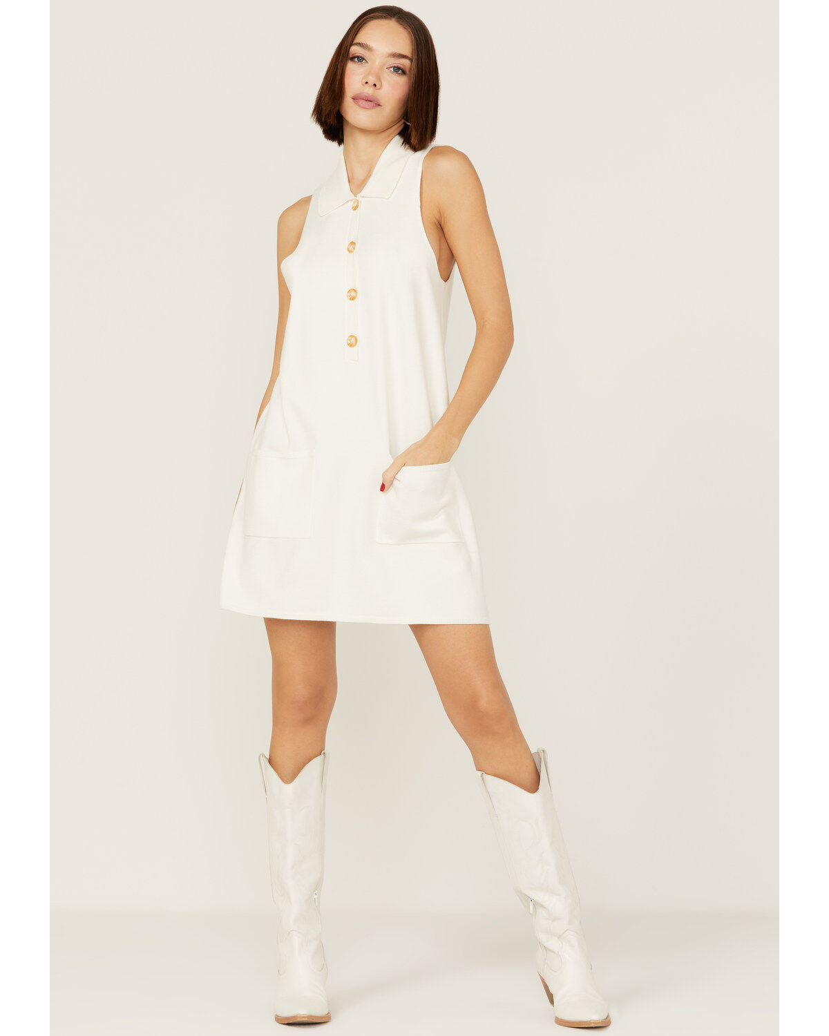 Show Me Your Mumu Women's Shifty Sweater White Mini Dress