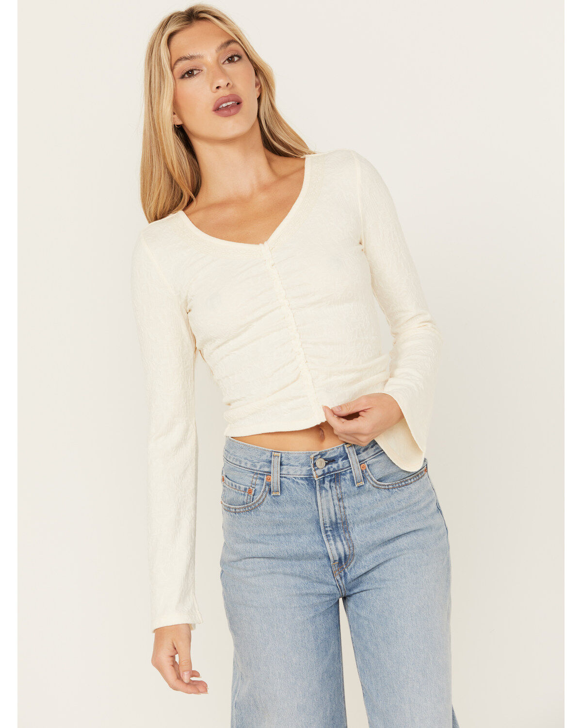 Shyanne Women's Lace Insert Long Sleeve Top