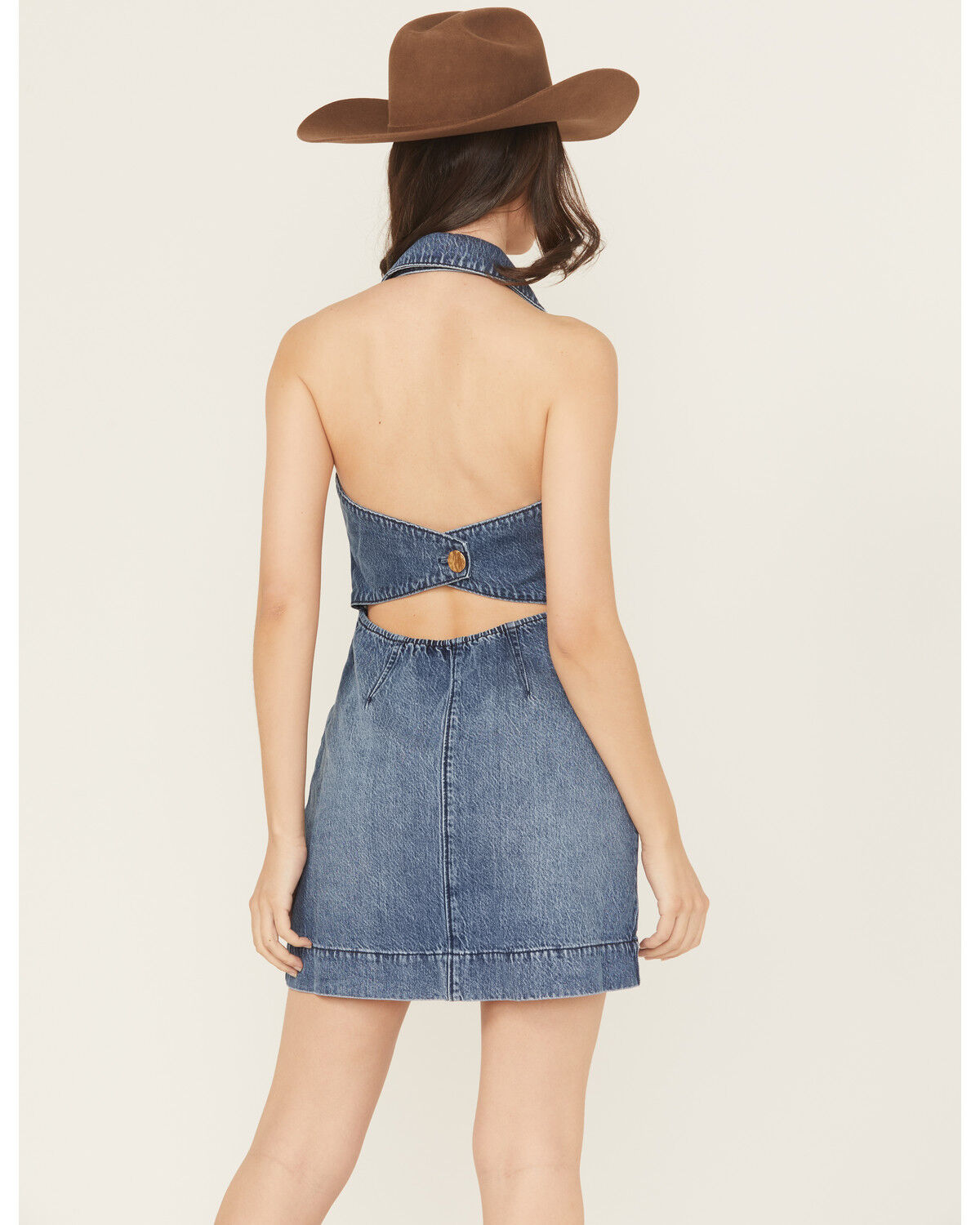 Show Me Your Mumu Women's Dark Wash Darien Sleeveless Button-Down Denim Mini Dress