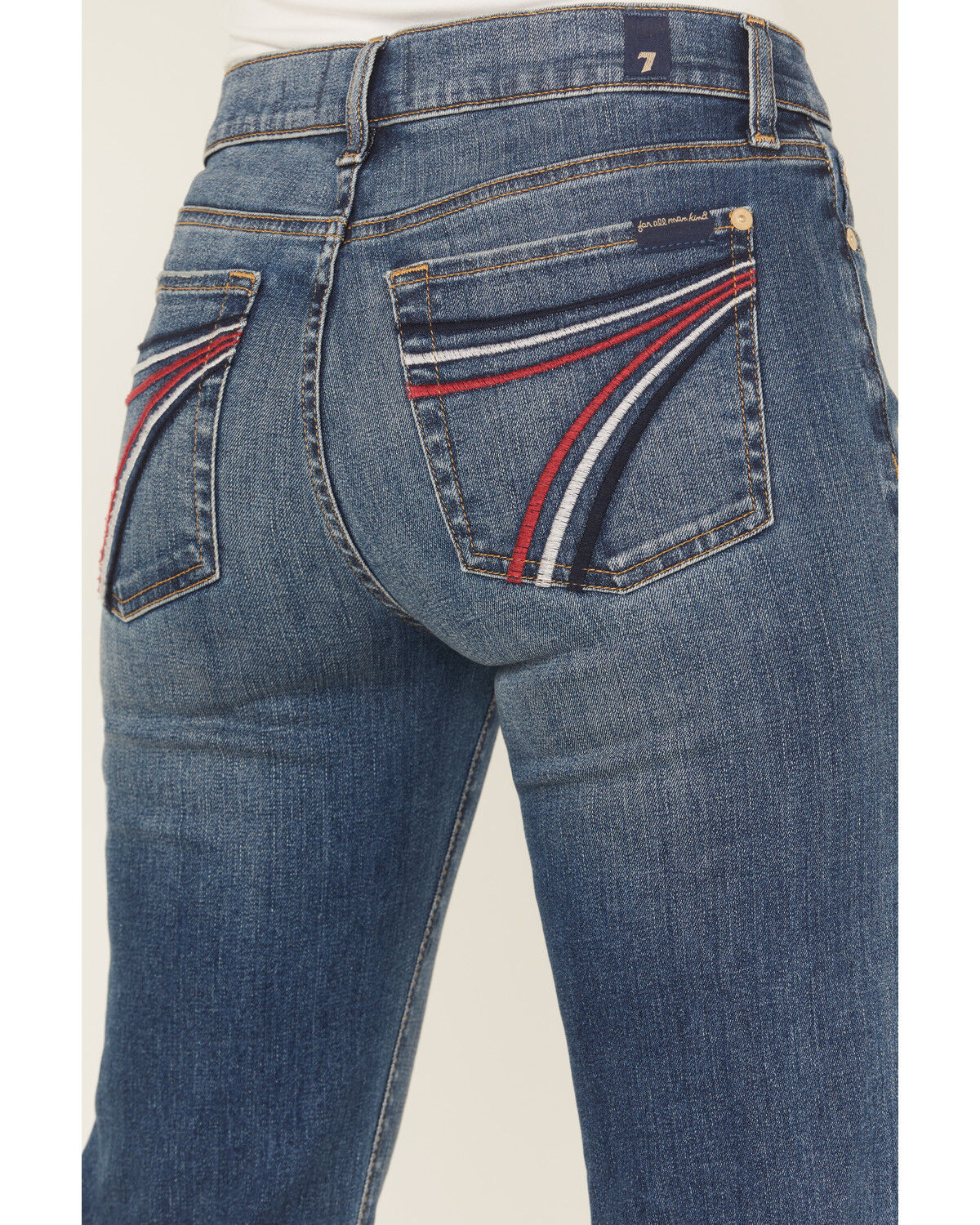 7 For All Mankind Women's Medium Wash Royalty Mid Rise Trouser Stretch Denim Jeans