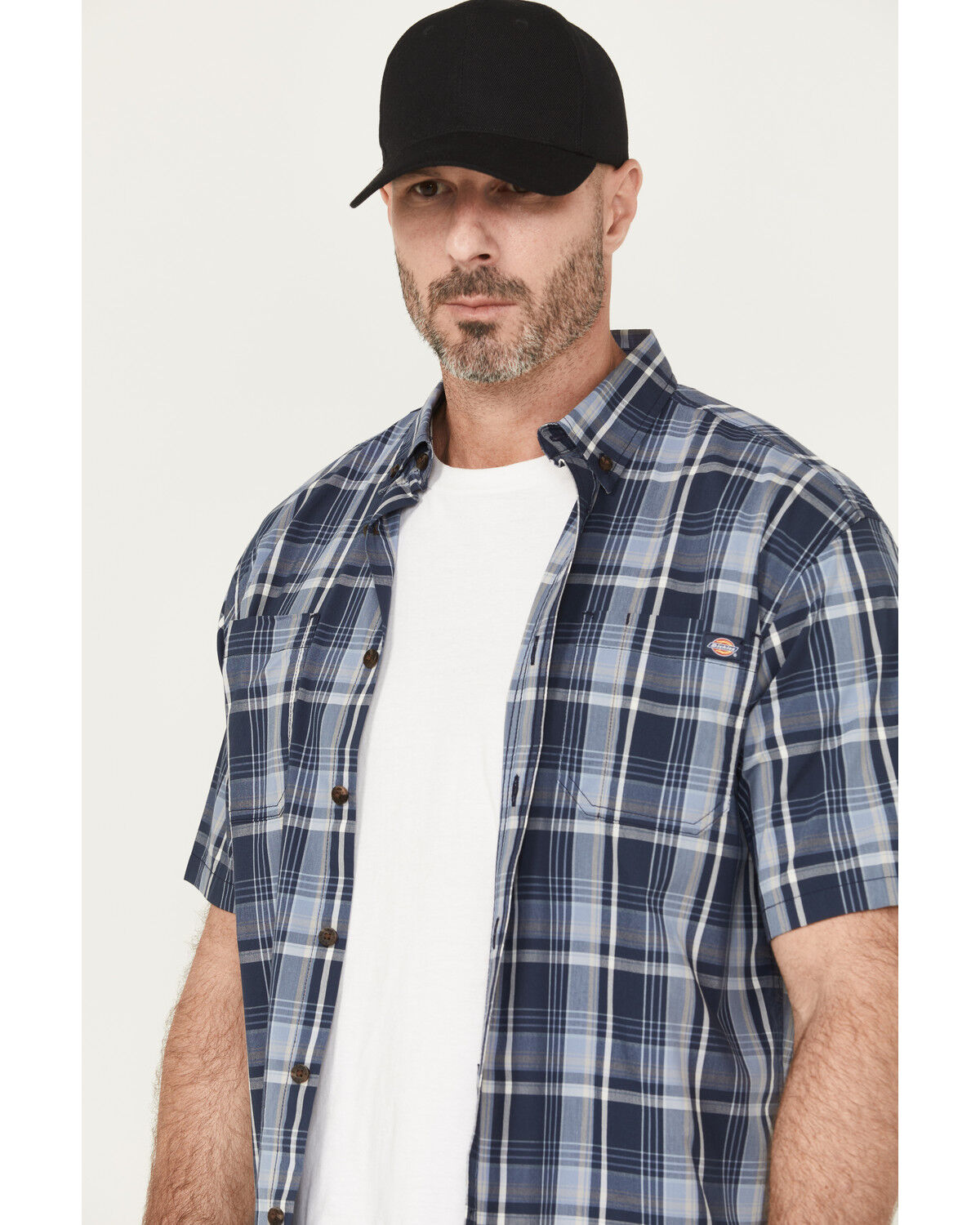 Dickies Men's Flex Plaid Print Short Sleeve Button-Down Work Shirt