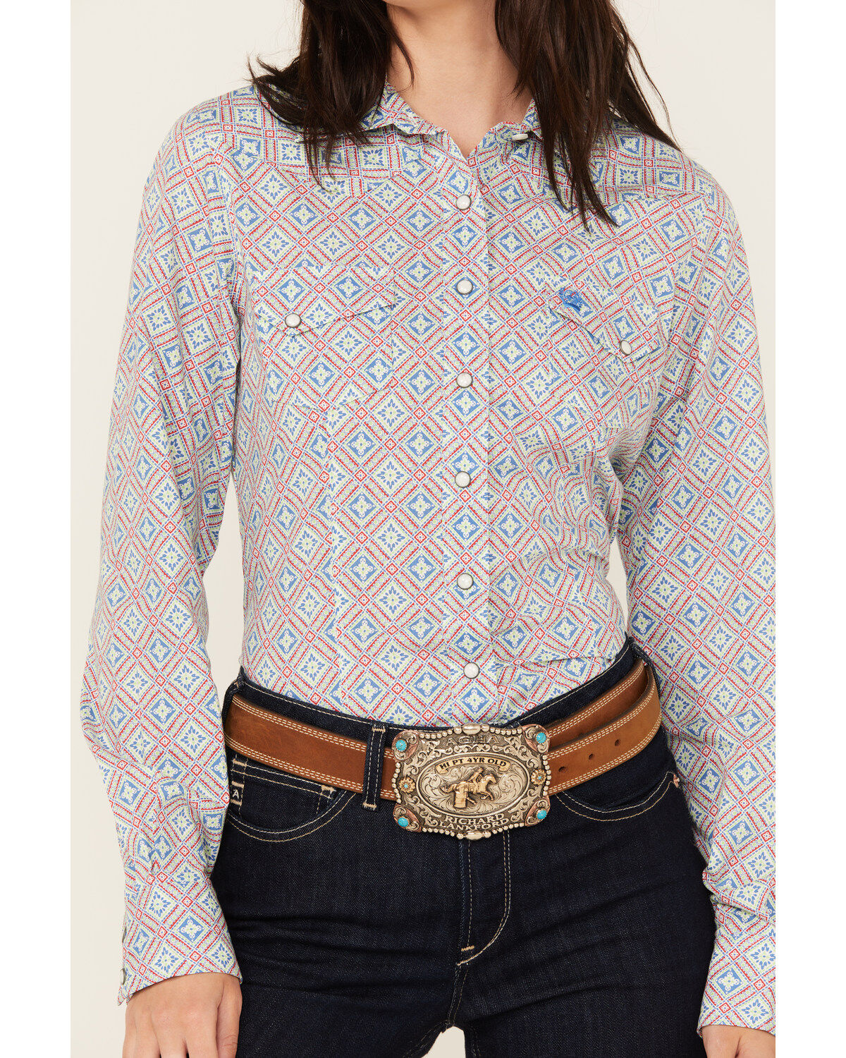 Cinch Women's Geo Print Long Sleeve Snap Western Shirt