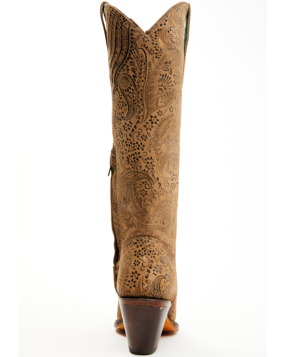 Corral Women's Stamped Floral Suede Tall Western Boots - Snip Toe