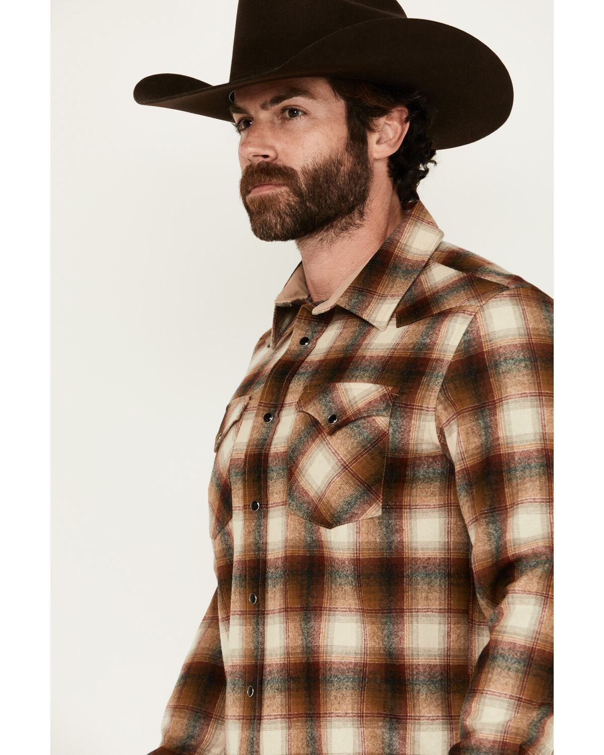 Pendleton Men's Canyon Plaid Print Long Sleeve Snap Western Shirt