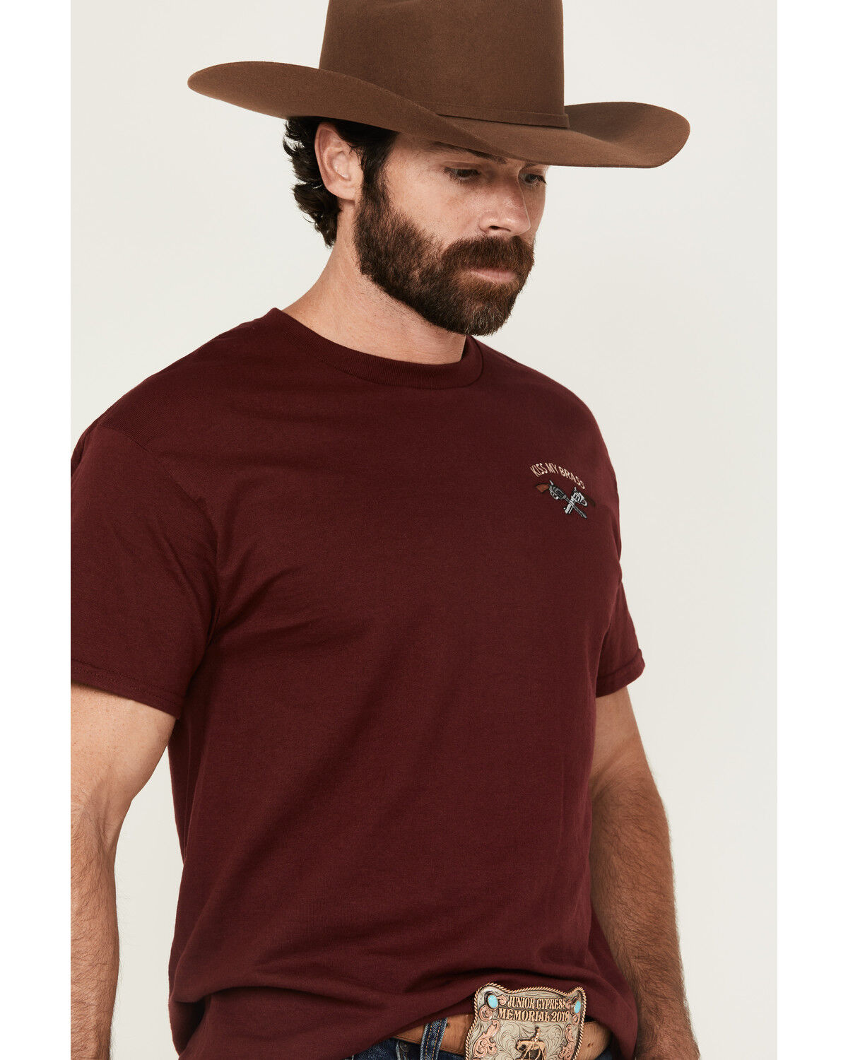 Riot Society Men's Boot Barn Exclusive Kiss My Brass Embroidery Short Sleeve T-Shirt