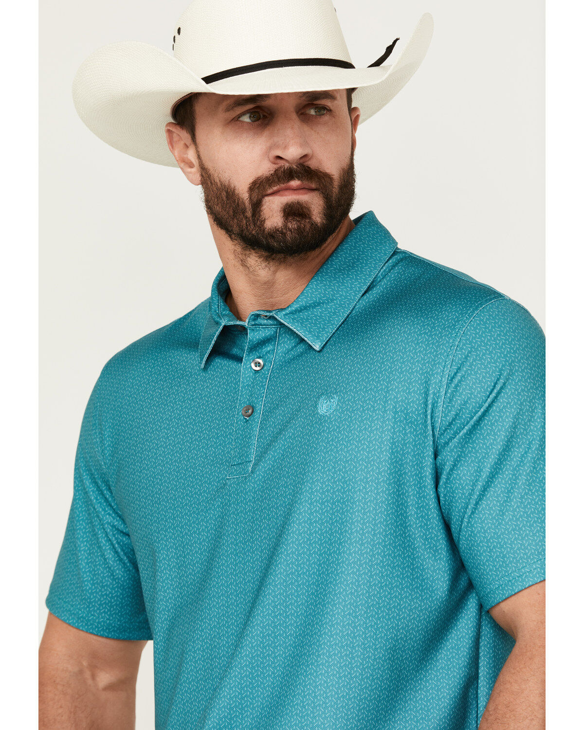 Panhandle Men's Ditsy Dot Print Short Sleeve Performance Polo Shirt